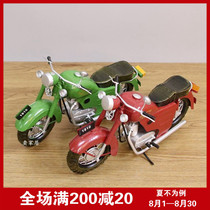 Iron satchel motorcycle model ornaments simulation tricycle retro living room cafe window furnishings