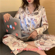 Japanese soft honey loose cardigan animal print gold velvet home pajamas womens spring autumn suit