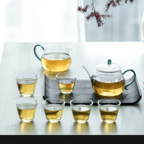 Taiwan grass glass tea set Kung Fu Tea Cup transparent home simple living room office small bubble teapot
