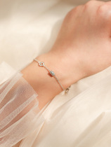 Simple transfer beads shining crystal bling cylindrical ring S925 sterling silver bracelet fashion bracelet women