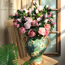 Bulgarian rose simulation bouquet feel single American retro living room fake flower table decoration flower