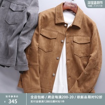 Yuppie gentleman high quality stretch suede spring and autumn mens lapel casual jacket jacket DAJ271