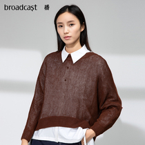 Broadcast knitwear womens 2021 autumn new loose casual hollow pullover BDM1SD100 Mind cafe