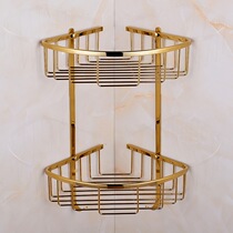 European new style SPO perforated gold silver all copper triangle basket Bathroom storage corner rack Bathroom pendant
