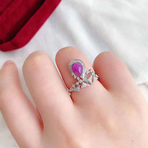 (Xiaoya Jewelry) (coronation)Shujulai ring 18K gold inlaid gel full of cherry powder