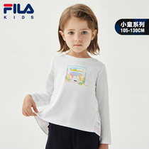 FILA FILA Phila childrens clothing girls long sleeve T-shirt 2021 spring new childrens white coat childrens base shirt