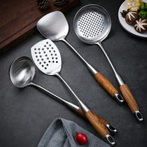 304 Stainless Steel Pan Shovel Home Wood Handle Cookware Fried Vegetable Leak Spoon Ladle LARGE SIZE PAN SPOON WOODEN HANDLE SHOVELS SUIT