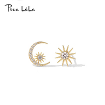 Asymmetric star Moon ear clip without ear hole female advanced French students cold wind earrings earrings