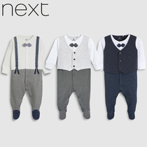 Spot UK Next 100 days dress spring and autumn baby cotton full moon year old gentleman jumpsuit newborn climbing suit