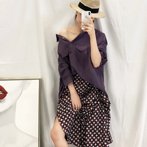 a water skirt autumn womens new long style Hong Kong flavor a irregular cotton wave dot lattice DZ00363