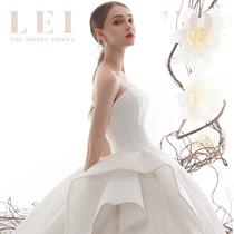 Letty Ruo heart satin bandeau word shoulder wedding dress 2021 new bride simple temperament trailing dress