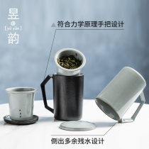 Simple large capacity mug Ceramic with lid Office separation filter Tea cup Household tea cup Water cup