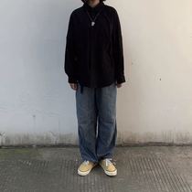 Sanjati Crane back to nature black Japanese shirt couple with solid color hipster hip hop