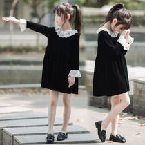 British next sara girl long sleeve dress 2021 spring new Korean version of childrens foreign style velvet skirt