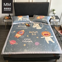Summer Cartoon 900D Ice Silk Cool Mat Three Sets Cartoon Little Fresh Nude Sleeping Mat Submachine Washable