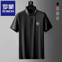High-end Ice Silk Polo Shirt Man Short Sleeve Summer Turn Collar Dad Clothing Business Casual Middle-aged Men Mulberry Silk T Shirt