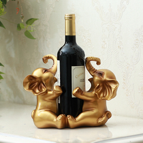 Elephant ornaments Feng Shui Cai elephant red wine rack ornaments European creative household wine bottle rack living room wine cabinet decoration