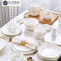 LO GULEYA European-style ceramic dish suit Home Jane about bone Porcelain tableware White Jingdezhen Chopsticks Bowl tray