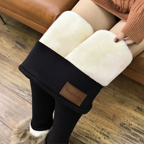 Tide brand winter plus velvet thickened lamb cashmere leggings womens pants super thick extra thick wearing high waist warm cotton pants children