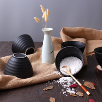 Japanese-style solid color 1 Chinese adult style small rice bowl soup 45 inch matt glaze threaded sushi ceramic bowl tableware