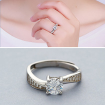 S925 sterling silver ring female simple atmosphere female ring four claws stone opening ring diamond ring ring