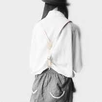 MIKSOLA original handmade pants braces for male and female minimalist adjustment retro Inlen hanging pants head layer real leather strap