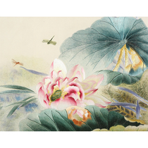 Hand embroidery finished product living room decoration hanging picture new Chinese style silk collection master of Bian embroidery lotus rhyme