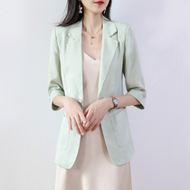 women's early autumn thin casual loose 3 4 sleeve ice silk suit