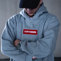 FORSEWIN autumn and winter Box logo embroidery cotton pullover sweater male hooded couple fleece