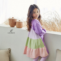 XH Longfeng Mother Korean Children's Wear Girls Crewneck Stitching Smiling Casual Wear Dress 2020 Winter New K797