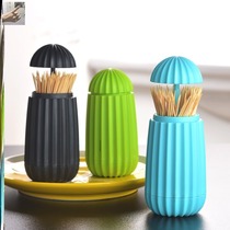 Korean toothpick tube Plastic cute household living room toothpick box Automatic pressing type cactus toothpick jar