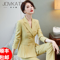 High-end president professional suit suit Goddess Fan fashion business Korean version formal interview plaid suit overalls