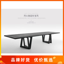 Simple style solid wood desk Nordic log modern computer table Big Board conference table iron table and chair combination