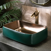  Jingdezhen metal glaze table basin Nordic style washbasin Ceramic bathroom washbasin single basin Marble countertop