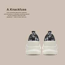 ULOVAZN Japanese old shoes new printing graffiti wild light luxury small white shoes thick-soled canvas shoes ins tide