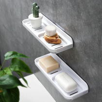 Drain Soap Box Wall-mounted Soap Rack Home Plastic Creative Toilet Double Layer Soap-free Perforated Soap Shelf