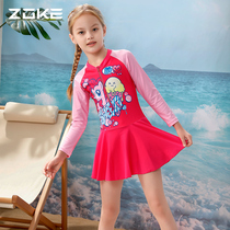 zoke winter child one-piece swimsuit girl long sleeve warm speed dry swimsuit CUHK Scout girl swimsuit swimsuit