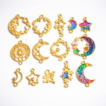 miss small morning diy crystal drops glue uv resin glue star Moon Magic array double hole ring frame Gold