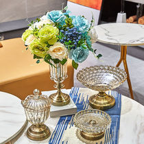 Luxury European American home decoration high-grade crystal glass fruit plate fruit jar vase Coffee table decoration three-piece set