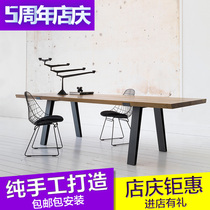 Retro Industrial Wind American Loft Solid Wood Desk Meeting Table Long Table Rectangular Modern Minimalist Iron Art Table