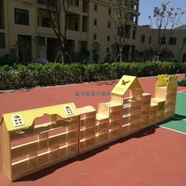 Kindergarten cabinet maple wood area corner cabinet toys collection cabinet childrens home shoes multi-layer items Cabinet new products