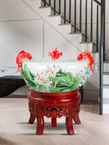 Jingdezhen ceramic lotus tank goldfish tank turtle tank running water fish pond home landscape decoration fountain landscape decoration