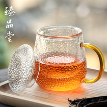 Zhenpintang glass cup tea cup with separated tea water Tea Cup filter Cup household water Cup hammer pattern Cup