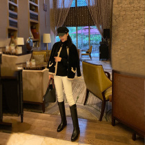 High grade leather outsole knee boots 2021 spring new kelly high boots belt buckle decoration