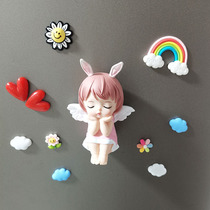  Cute pink girl heart three-dimensional magnetic stickers Angel flower fairy resin refrigerator stickers magnetic iron home decorations