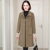 zqqz double-sided woolen coat womens long 2021 new high-grade Slim 100% wool woolen coat 1820