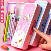 Password Pencil Case Shivering the same Primary School Children Lead Pencil Case Female Princess Pen Box Kindergarten Elementary School Students First Grade Children Pen Bag With Multifunction Lock Cute Male Pencil Case Pen Box Creative Net Red