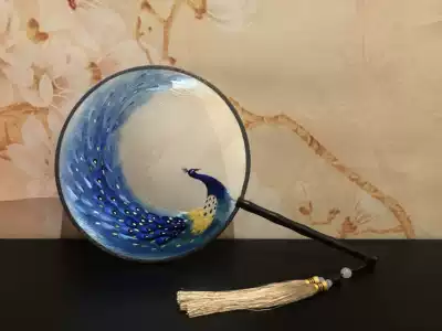 Famous Yan Su embroidery pure hand-made double-sided embroidery fan, human Desert Rose Peacock open Screen Group fan