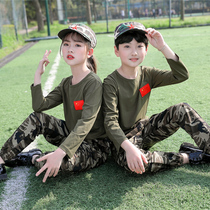 Childrens military uniform plays out short sleeve summer boy girl baby girl dance performance female primary and middle school military training clothing