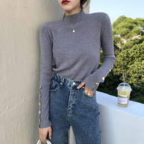 Semi-high neck knitwear women autumn and winter 2020 new Korean version of Joker slim slim body tight body base shirt